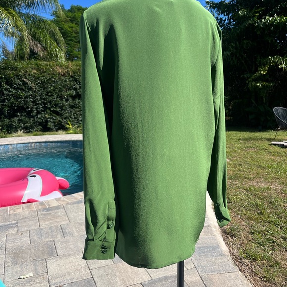 LilySilk Green Long Sleeve Blouse - Picture 12 of 16